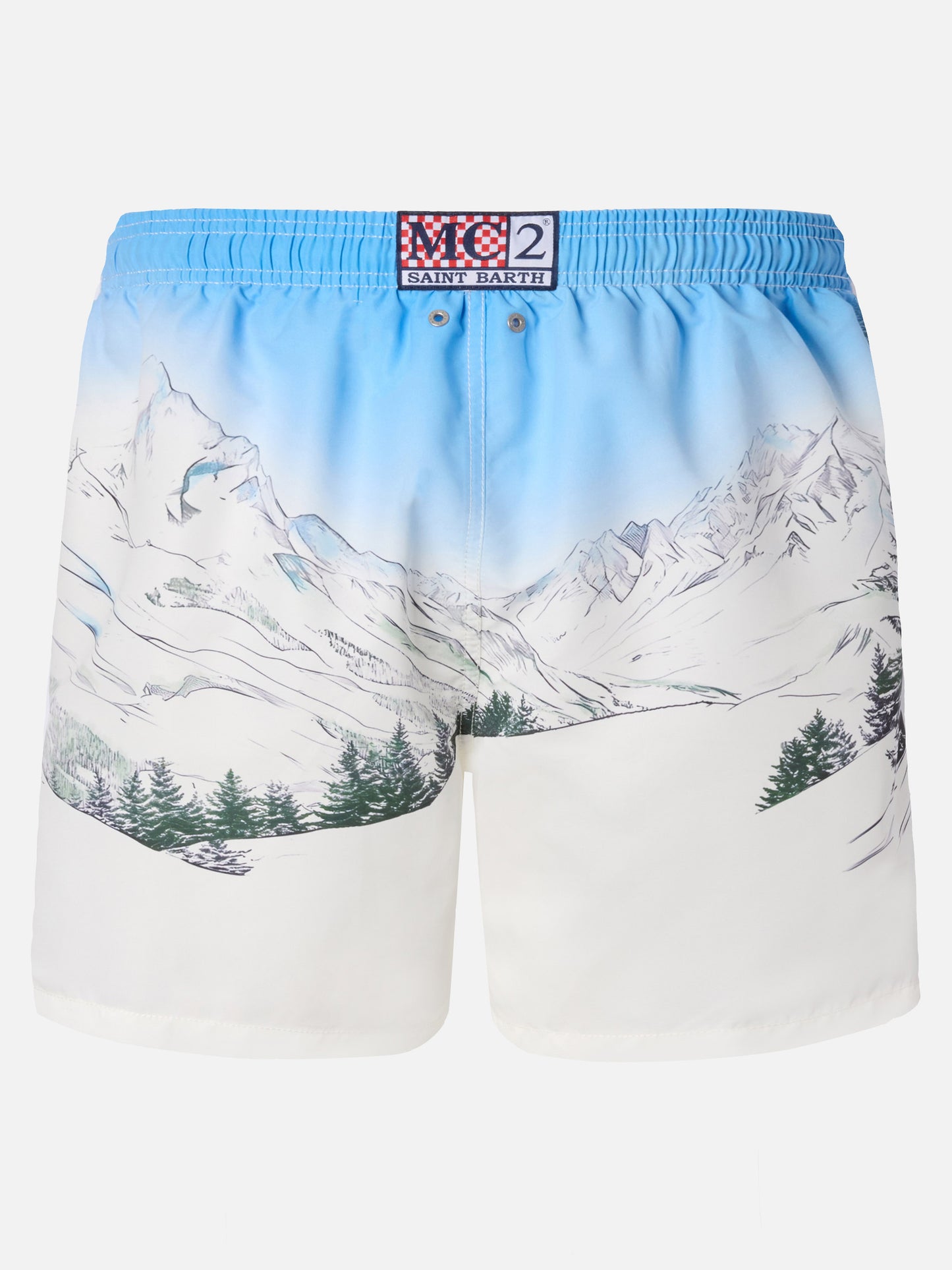 Mid-length Gustavia swim-shorts with Cortina placed print