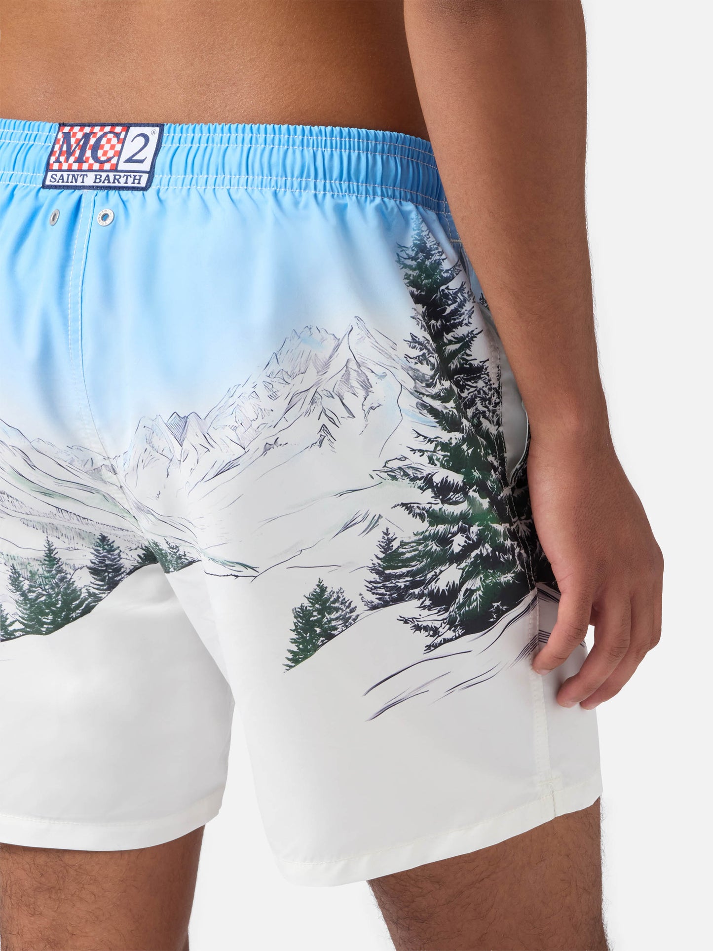 Mid-length Gustavia swim-shorts with Cortina placed print