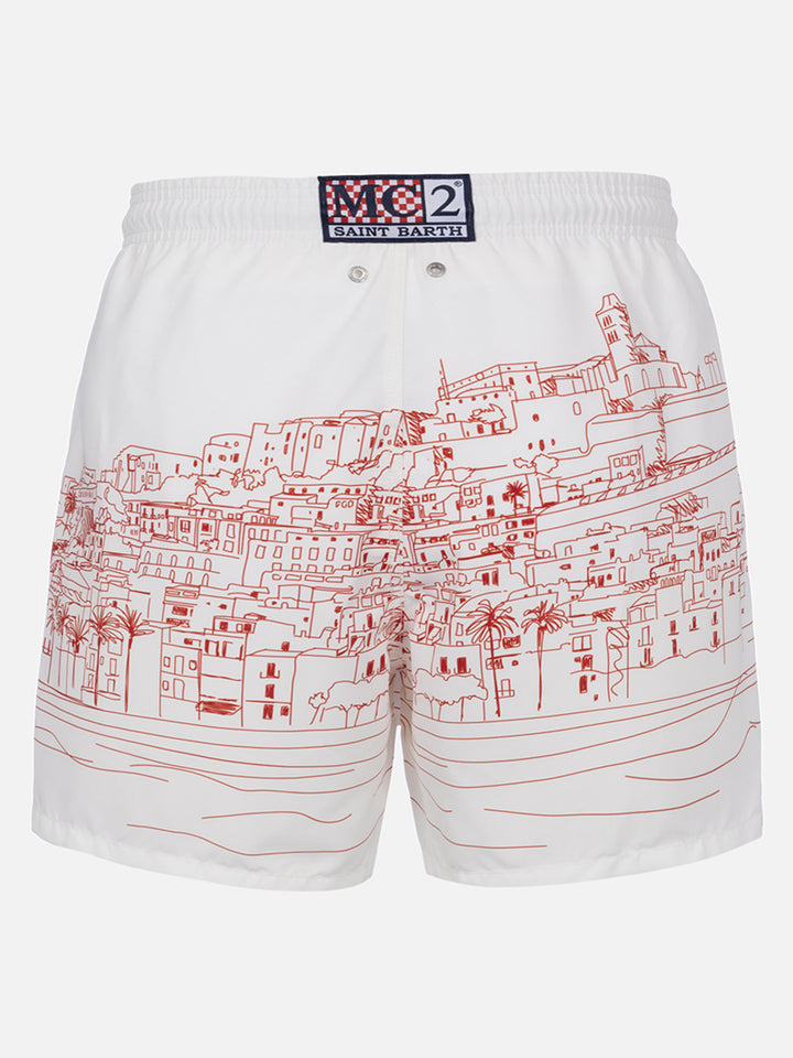 Mittellange Badeshorts Gustavia mit platziertem Ibiza-Druck