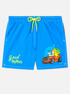 Bañador corto con estampado posicionado Gustavia green Cryptopuppets Good Fellas | Edición especial 