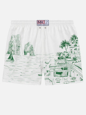Bañador de largo medio Gustavia con estampado Faraglioni posicionado 