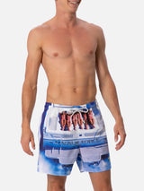 Man mid-length Gustavia swim-shorts with Marvel characters placed print| MAGNUM MARINE SPECIAL EDITION