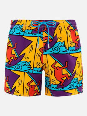 Costume da bagno da uomo Gustavia lunghezza media con stampa piazzata disegno Keith Haring| KEITH HARING EDIZIONE SPECIALE