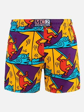 Costume da bagno da uomo Gustavia lunghezza media con stampa piazzata disegno Keith Haring| KEITH HARING EDIZIONE SPECIALE