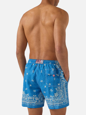 Gustavia blue swim shorts with bandana print