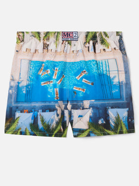 Costume mare Gustavia con stampa piscina tropicale | Special Edition