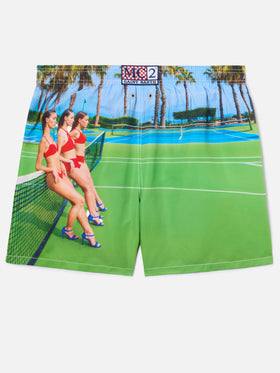 Gustavia swim shorts with St. Barth Tennis print | Special Edition