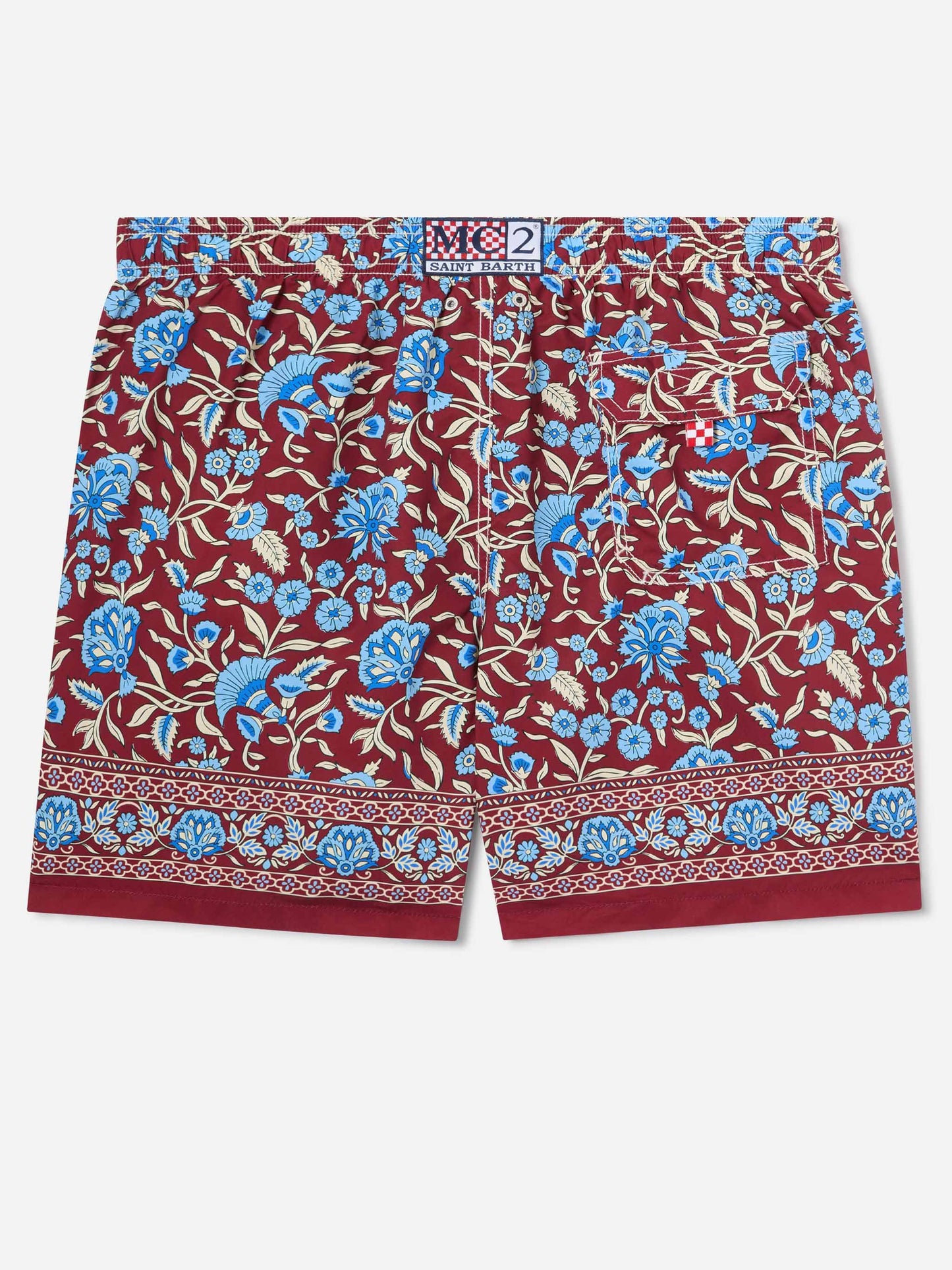Gustavia bordeauxfarbene Badeshorts mit floralem Print 