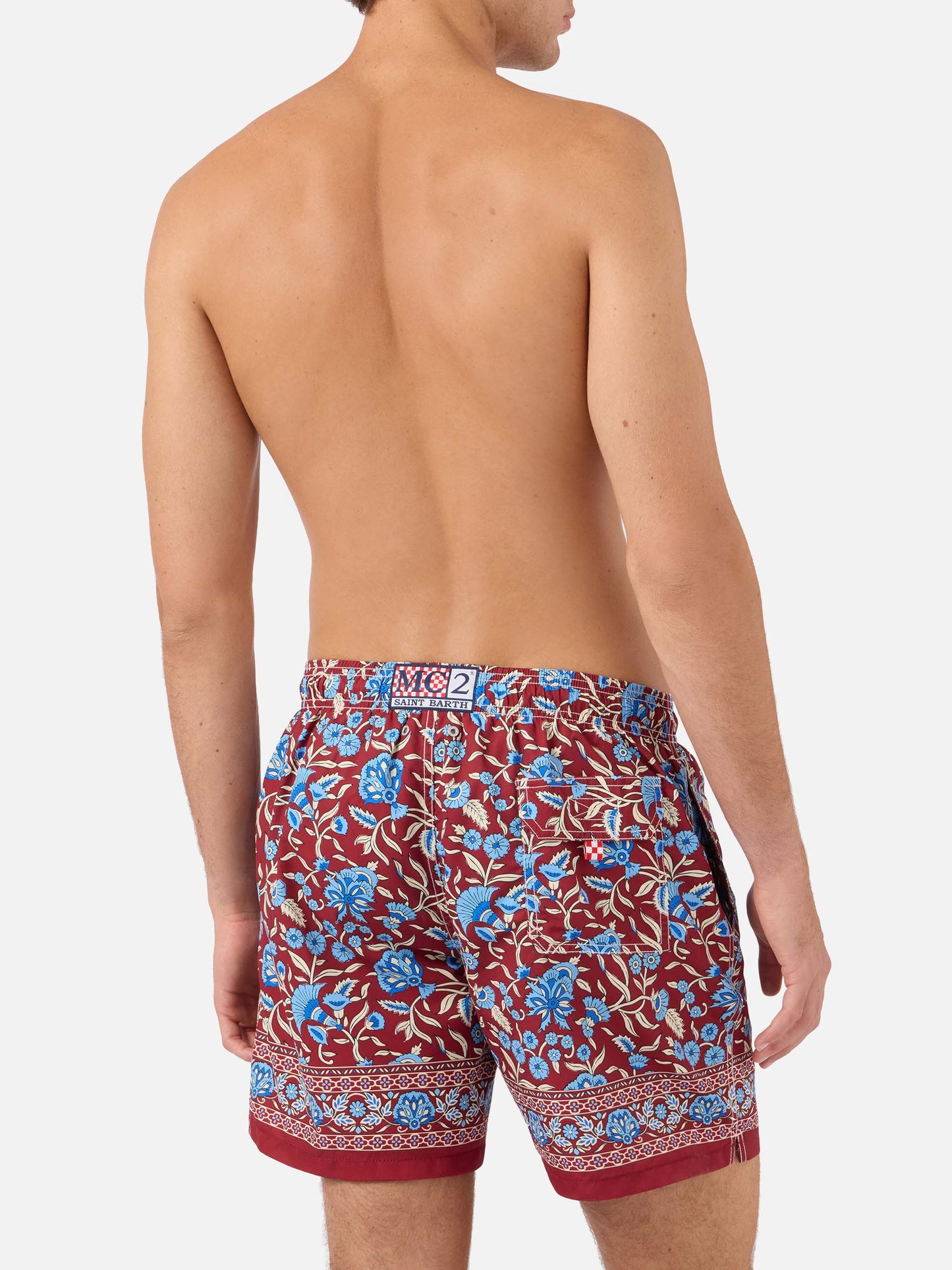Costume mare Gustavia bordeaux con stampa floreale