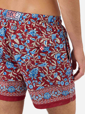 Costume mare Gustavia bordeaux con stampa floreale