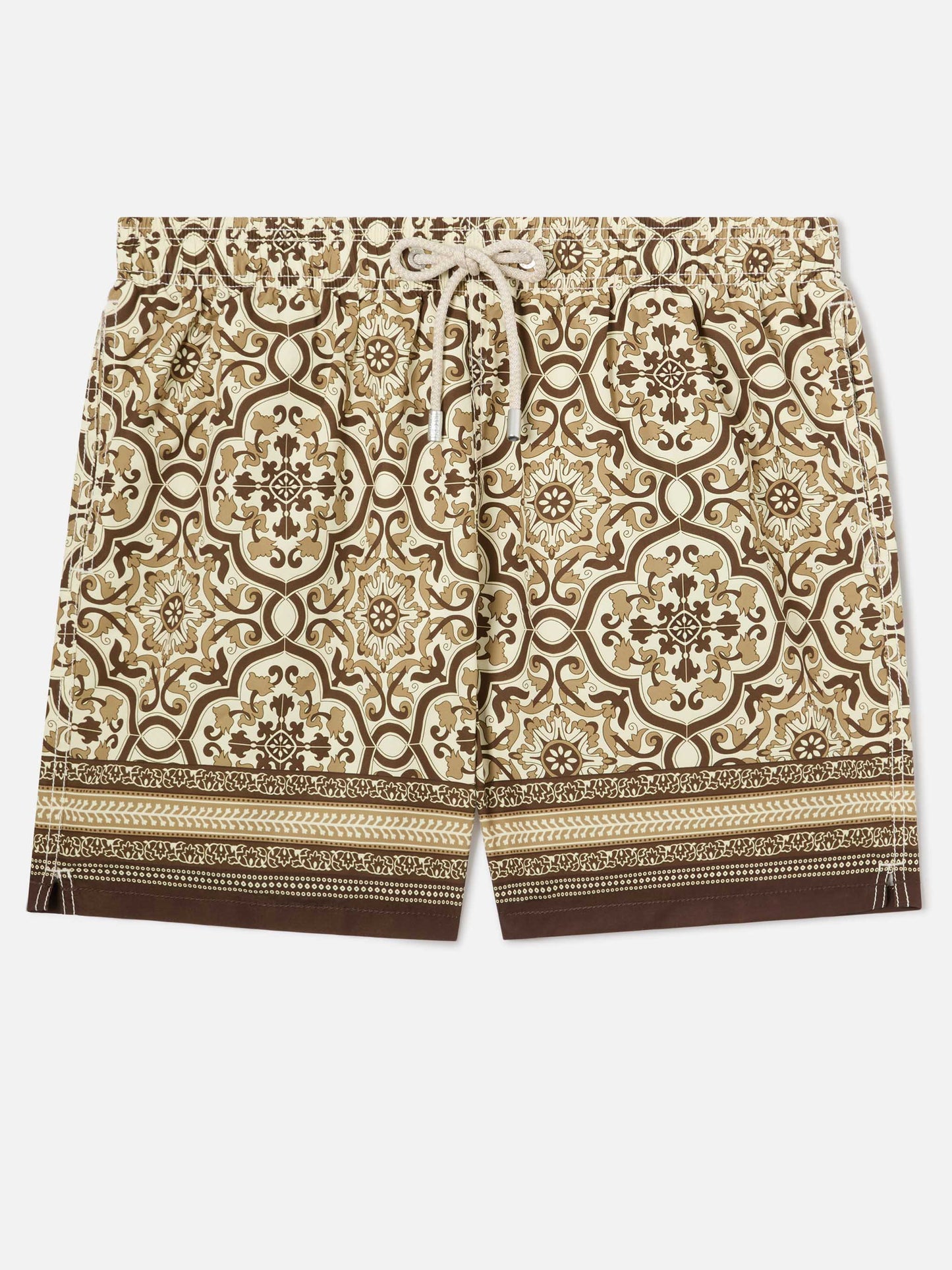 Gustavia Badeshorts mit ornamentalem, platziertem Print in Braun 