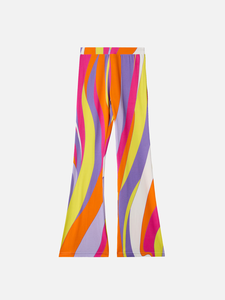Flared pants Gwenda Jr with shape wave print