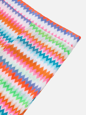 Flared raschel pants Gwenda Jr with with chevron pattern