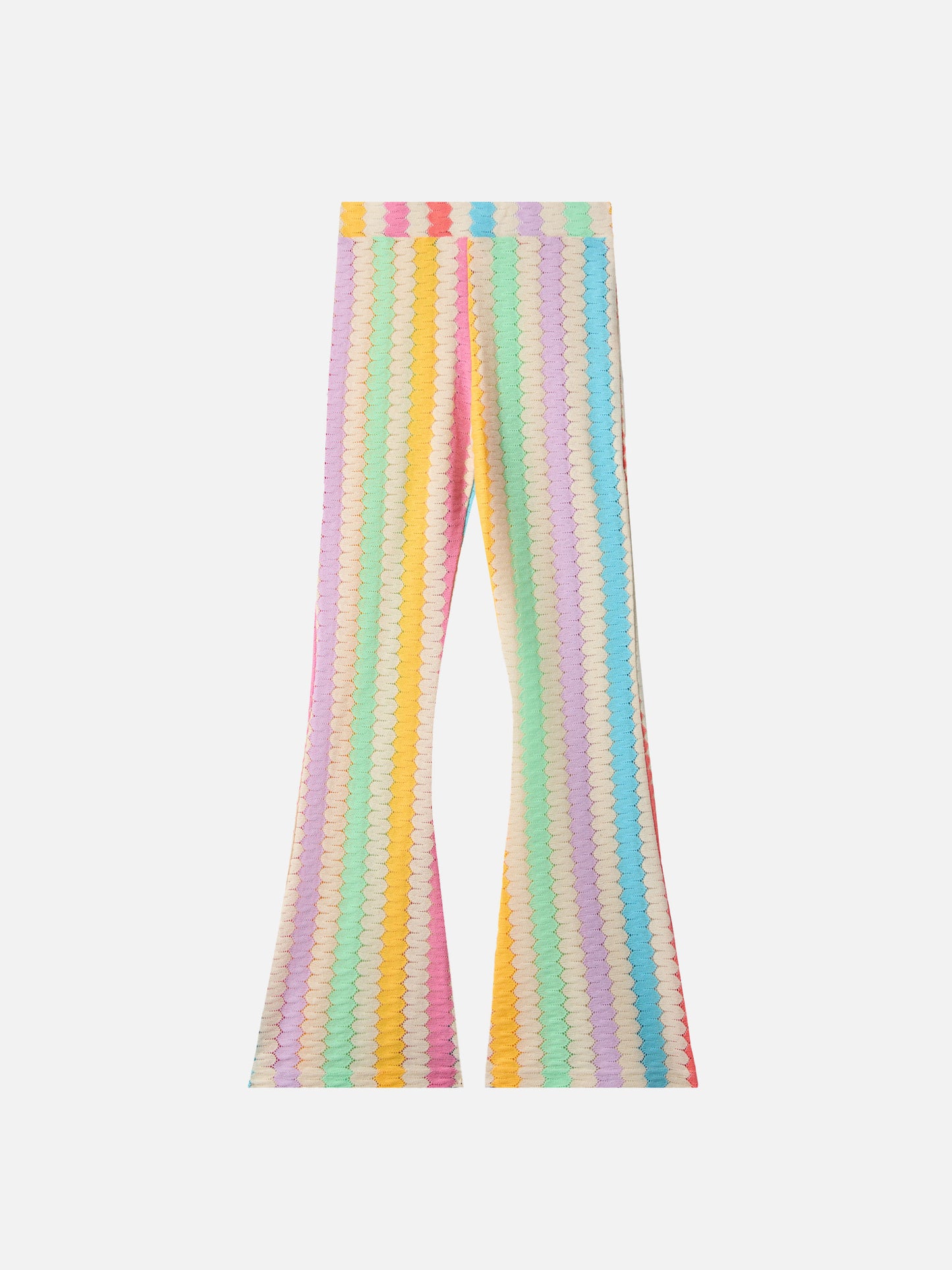 Flared raschel pants Gwenda Jr with with vertical chevron pattern