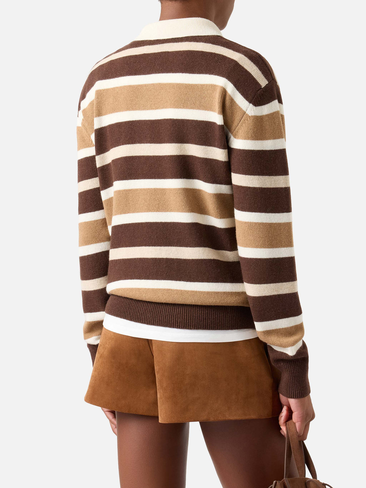 Hadidy wool and cashmere blend polo collar knit with multicolor stripes