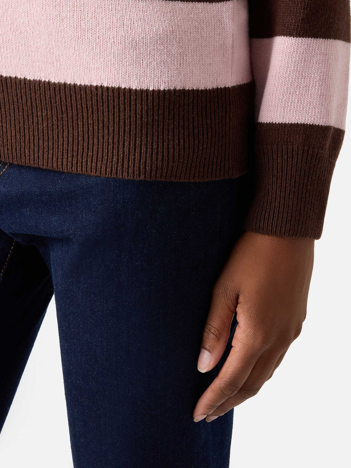 Pink Hadidy Strickoberteil mit Polokragen und Streifen 