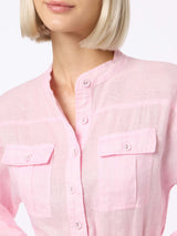 Woman pink linen playsuit Hanniel