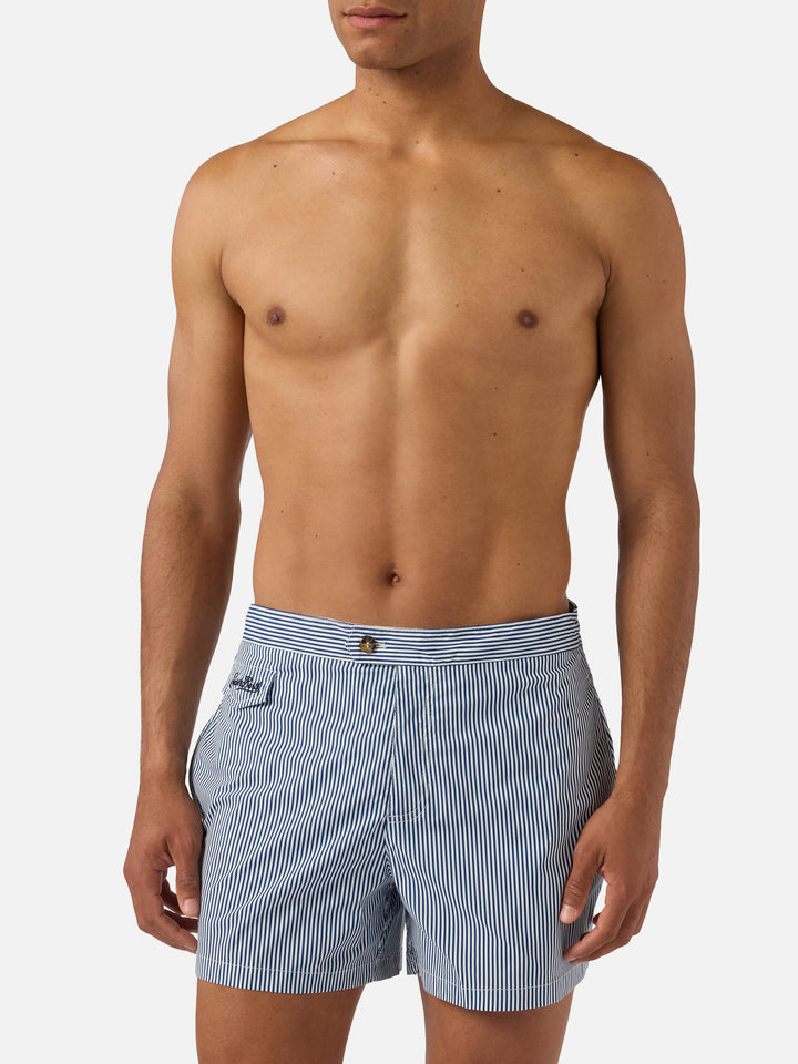 Harrys striped swim shorts in blue and white