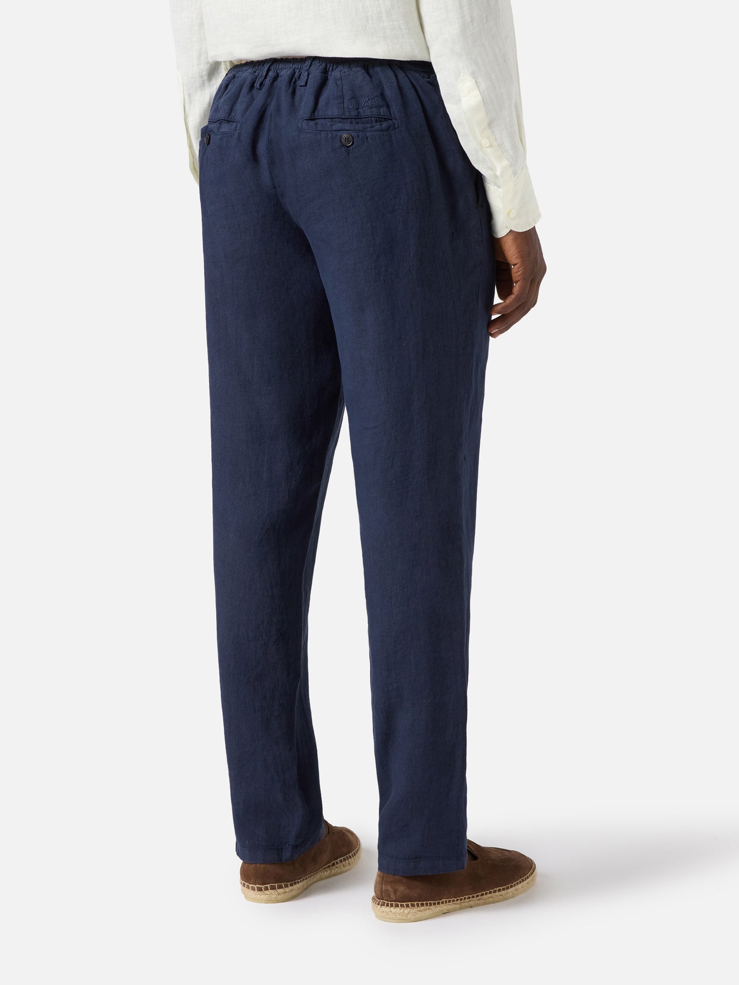 Pantalone Havier lungo in puro lino blu navy