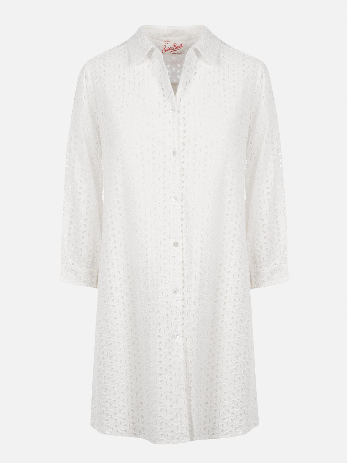 Woman white Sangallo shirt mini dress
