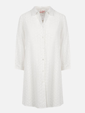 Woman white Sangallo shirt mini dress