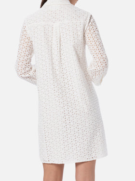 Woman white Sangallo shirt mini dress