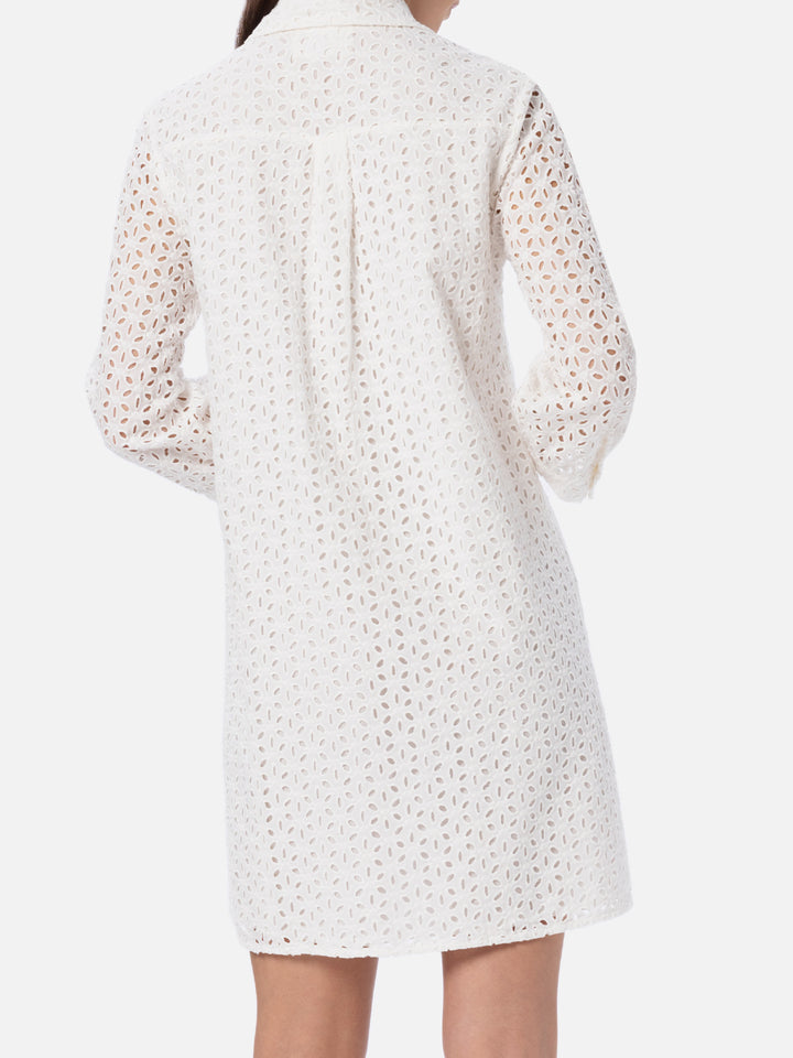 Woman white Sangallo shirt mini dress