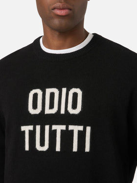 Black Heron crewneck knit with Odio Tutti intarsia