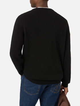 Black Heron crewneck knit with Odio Tutti intarsia
