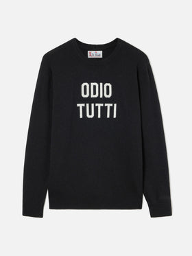 Black Heron crewneck knit with Odio Tutti intarsia
