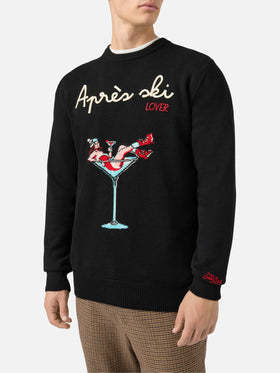 Black sweater Heron with Apres ski lover embroidery