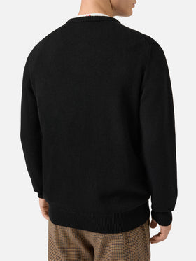 Black sweater Heron with Apres ski lover embroidery