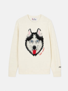 Suéter Heron con jacquard de lobo y bordado 