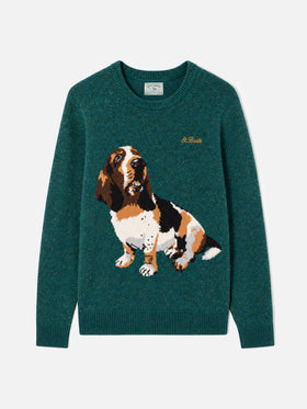 Pull ras-du-cou Heron avec jacquard basset hound 
