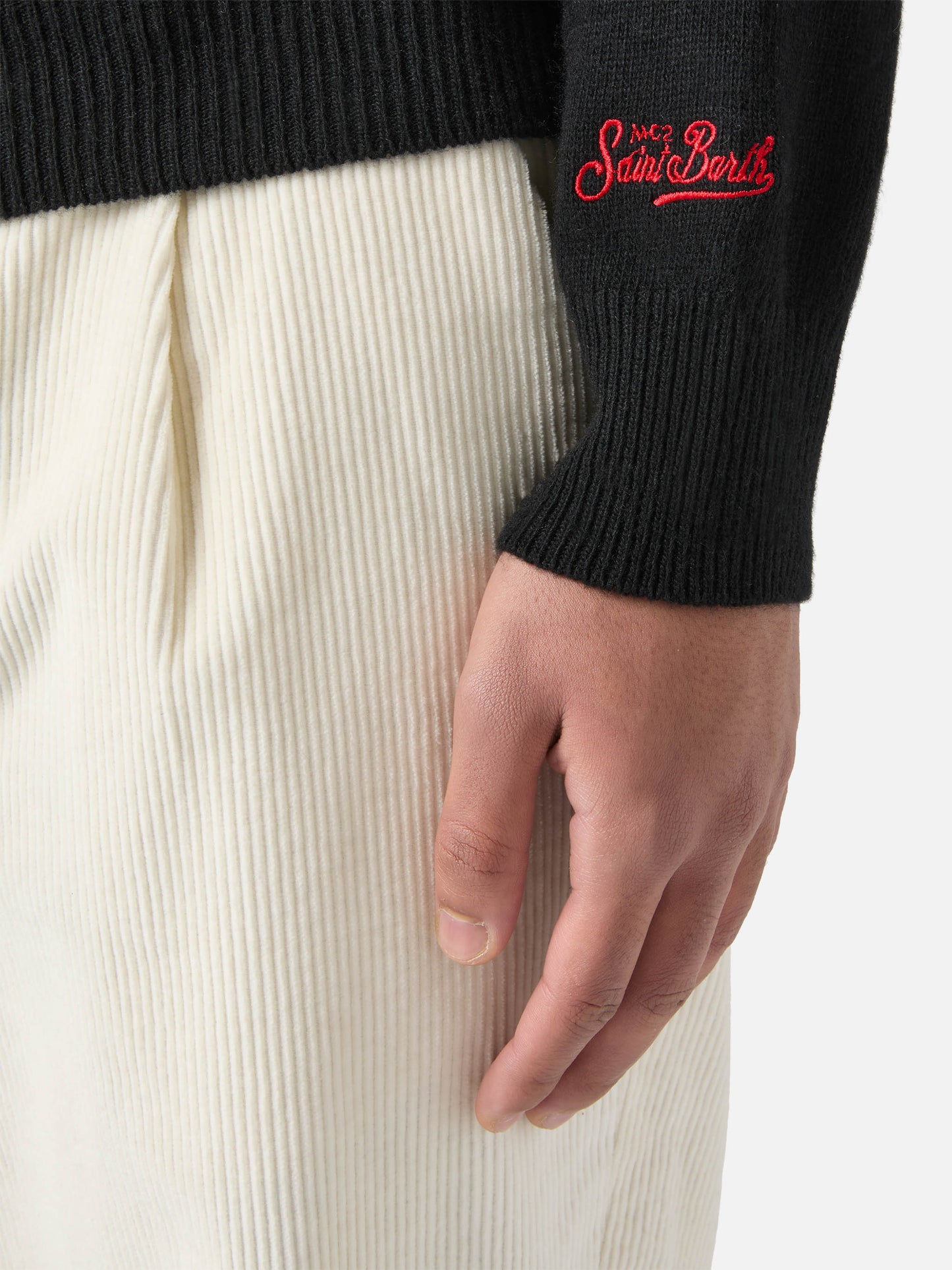 Girocollo Heron nero con jacquard Tequila life is a shot