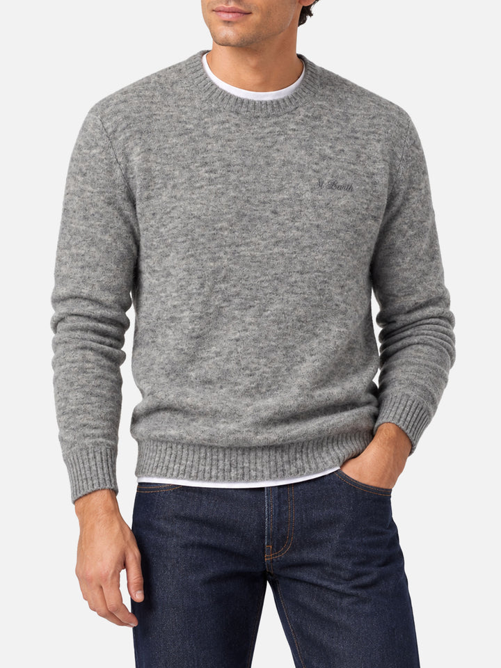 Pull en laine stretch chinée grise Heron 