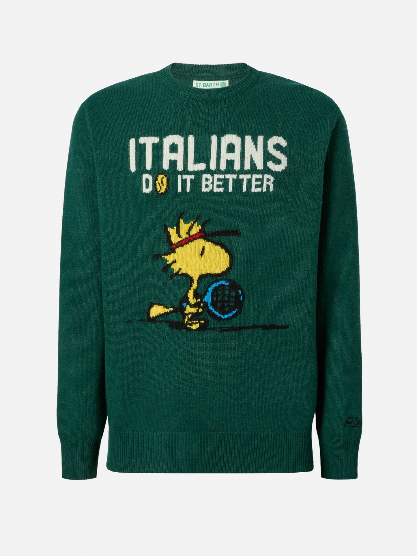 Green crewneck Heron with Woodstock jacquard | PEANUTS SPECIAL EDITION