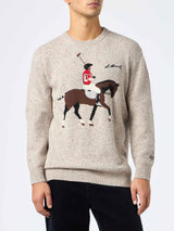 Man beige sweater Heron with Moritz polo embroidery