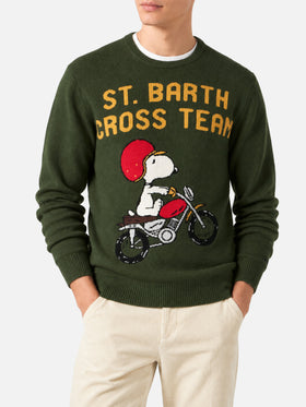Military green Heron sweater with Snoopy jacquard | Special edition