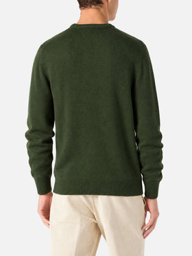 Military green Heron sweater with Snoopy jacquard | Special edition