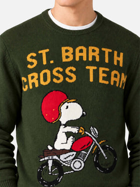 Military green Heron sweater with Snoopy jacquard | Special edition