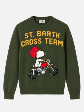 Military green Heron sweater with Snoopy jacquard | Special edition