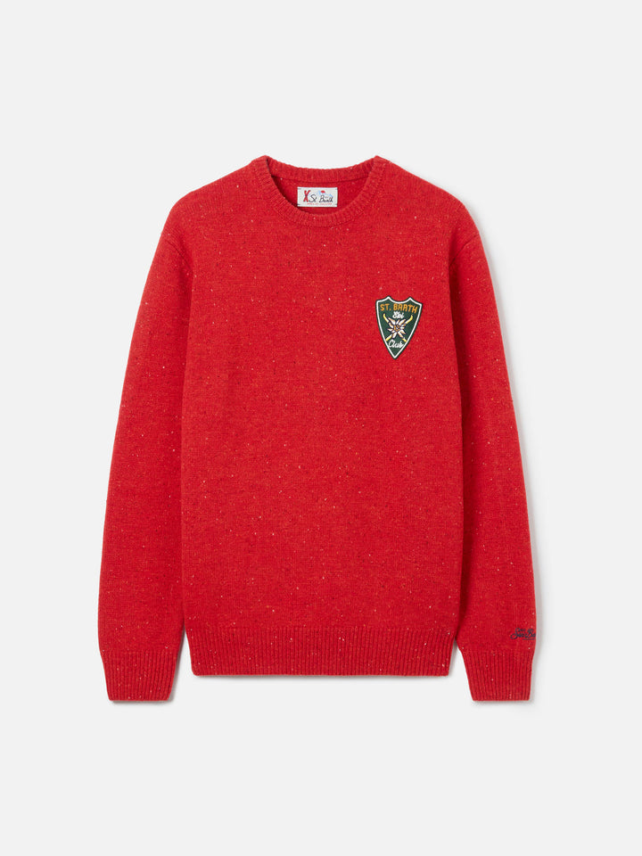 Red Heron sweater with logo patch