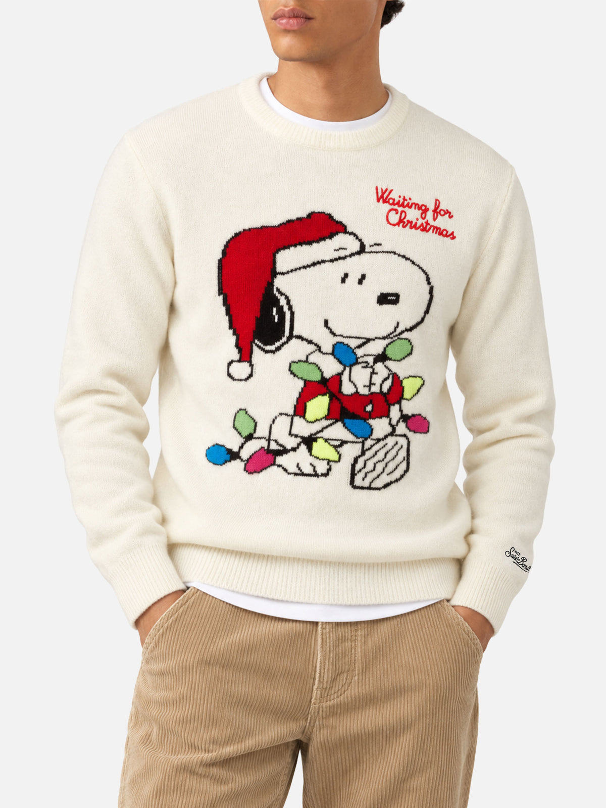 Off white Heron crewneck sweater with Snoopy jacquard | Special edition
