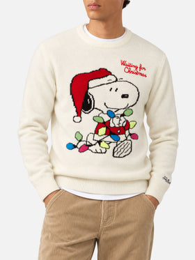 Off white Heron crewneck sweater with Snoopy jacquard | Special edition