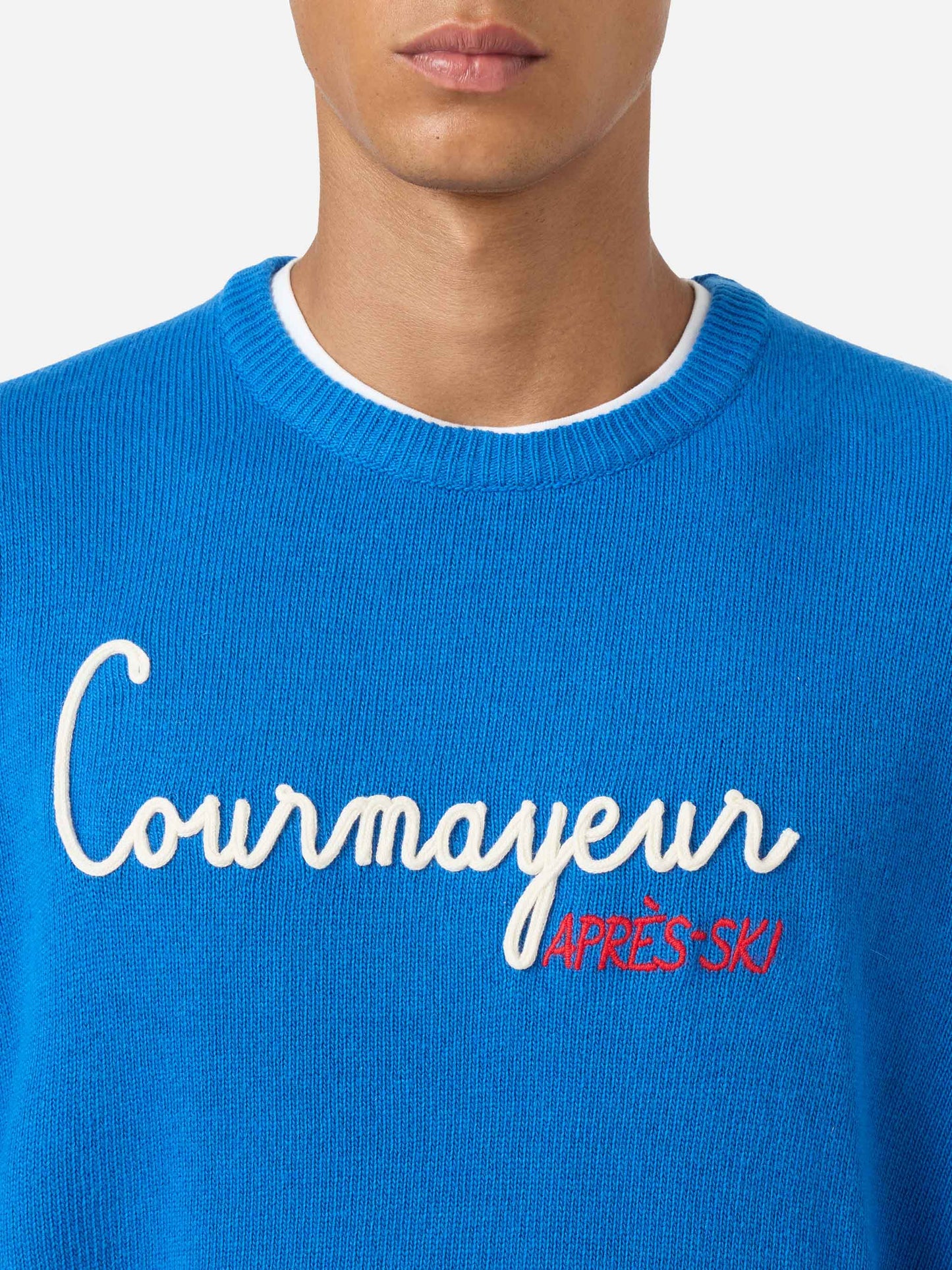 Crewneck sweater Heron with Courma Apres ski embroidery