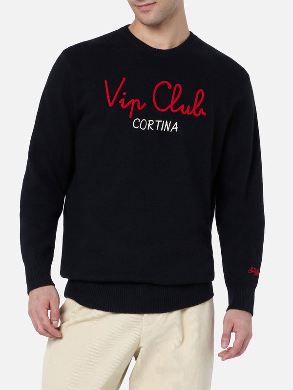 Man black sweater Heron with Vip Club Cortina | VIP CLUB CORTINA SPECIAL EDITION