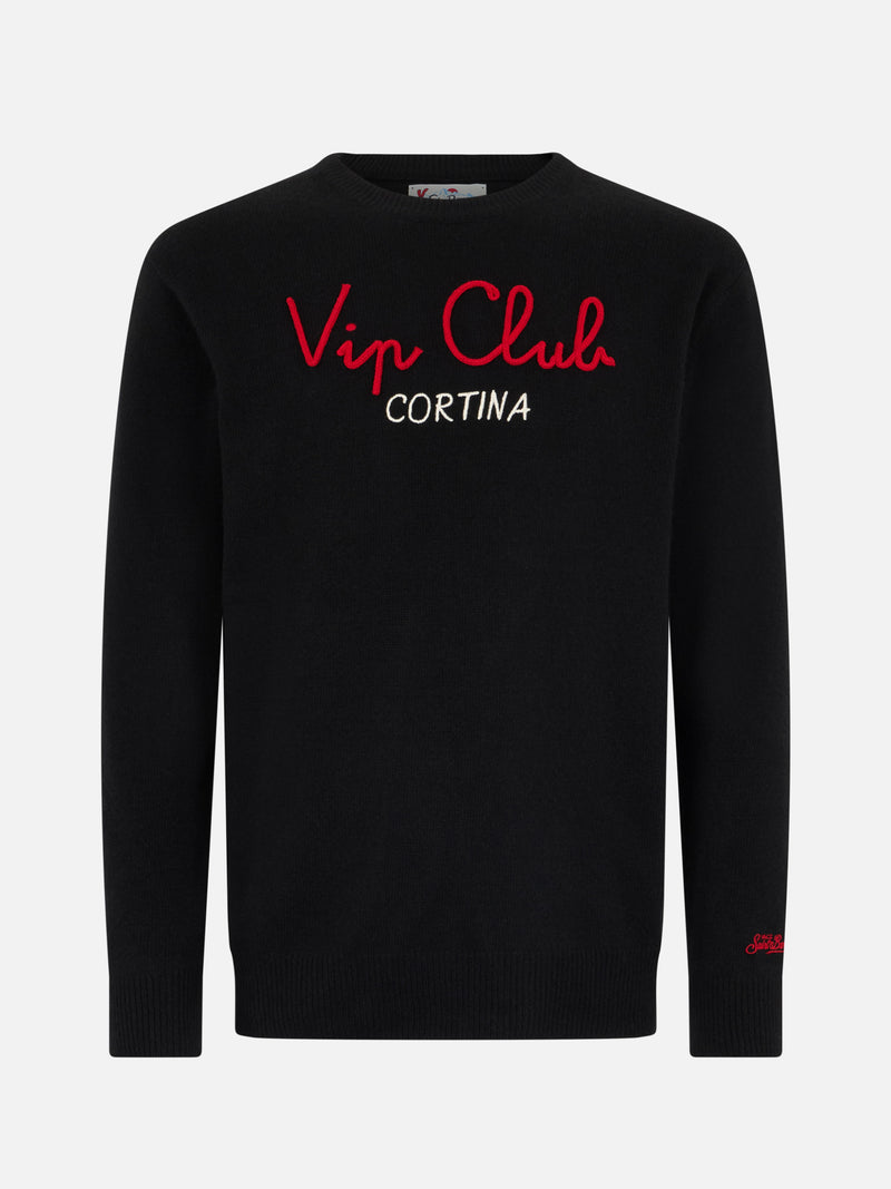 Man black sweater Heron with Vip Club Cortina | VIP CLUB CORTINA SPECIAL EDITION