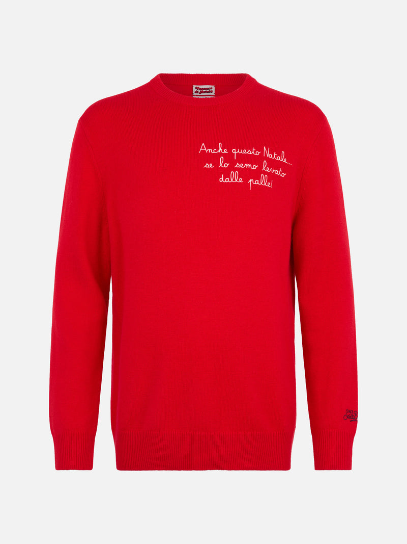 Man red sweater Heron with Anche questo Natale... embroidery | VACANZE DI NATALE SPECIAL EDITION