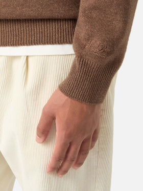Crewneck-Strickpullover Brown Heron mit St. Moritz-Stickerei 